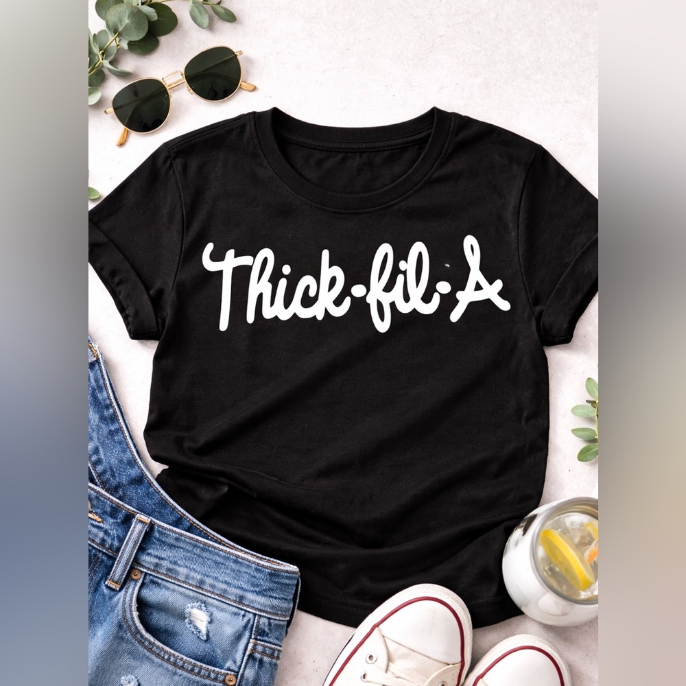 Black Short-Sleeve Graphic Tee with White Script Logo